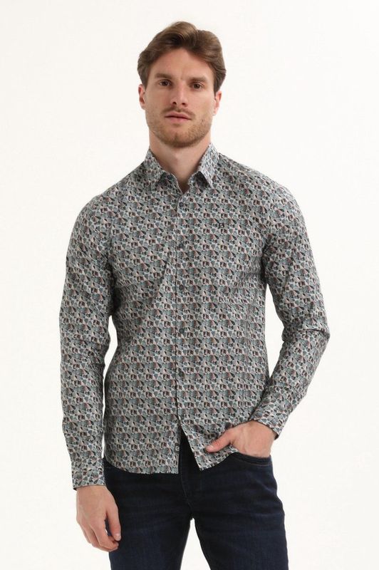 Gabbiano - 335738 - Heren Overhemd - Teal Blue