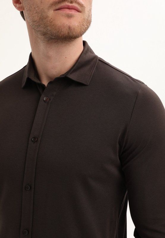 Gabbiano - Tone - Heren Overhemd - Oak Brown - 333510