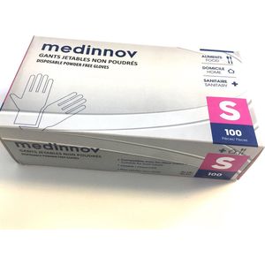 Wegwerp handschoen- Poedervrije- Voedsel- Huis- Sanitair- Maat (S)- Blauw- 100 stuks- Latex vrij- Thermoplastische elastomeer