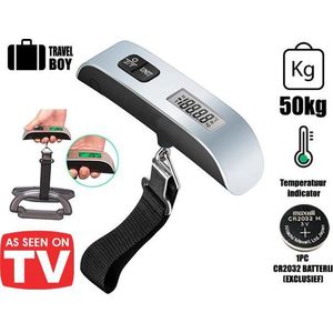 Travelboy Digitale Kofferweegschaal - Bagageweegschaal – Kofferweger - Bagageweger - Luggage Scale - Tot 50 KG - Exclusief Batterijen