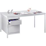 eurokraft basic Universeel bureau, lichtgrijs, laden 1 x 140 mm, 1 x 280 mm, b x d = 1400 x 800 mm