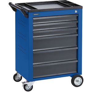 eurokraft pro Gereedschapswagen, 6 laden met lade-uittrekbeveiliging, h x b x d = 930 x 630 x 410 mm, blauw