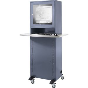 eurokraft basic Computerkast, met werkblad, blauwgrijs