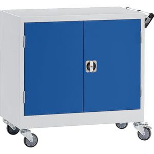 Verrijdbare kast, h x b x d = 920 x 920 x 610 mm, gentiaanblauw RAL 5010