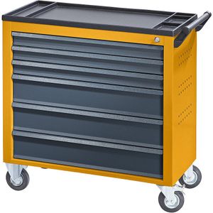 eurokraft pro Werkplaatswagen JUMBO, met 6 doorlopende laden, h x b x d = 935 x 900 x 460 mm, meloengeel