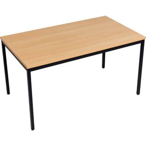 Furni24 Multifunctionele tafel 120 x 80 cm - computertafel - werktafel - bureau in beuken decor/ zwart
