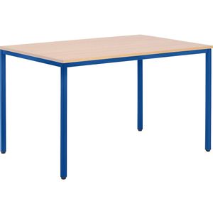 eurokraft basic Multifunctionele tafel, h x b x d = 720 x 1200 x 800 mm, blad beukenhoutdecor, frame gentiaanblauw
