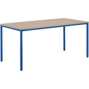 eurokraft basic Multifunctionele tafel, h x b x d = 720 x 1600 x 800 mm, blad beukenhoutdecor, frame gentiaanblauw