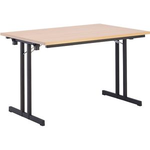 Inklapbare tafel, met extra sterk tafelblad, hoogte 720 mm, 1200 x 800 mm, frame zwart, blad beukenhoutdecor