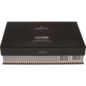 Karaca Globe Turkse koffiekopjes, set met schoteltjes, voor 6 personen, 12-delig, 6 espressokopjes en 6 schoteltjes, mochatbekers, cappuccino, koffieserviesset van porselein