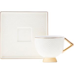 Karaca Art Deco Set van 2 koffiekopjes, mokka-kopjes, espressokopjes, espressokopjes, porselein, stevige mokka-kopjes, dikke rand, porselein