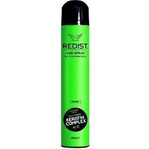 Redist Hair Spray Full Force Keratin Complex 400 ml haarspray, kappersbenodigdheden, haarstyling en verzorging voor alle haartypes, haarspray voor dames en heren, ultra sterke grip