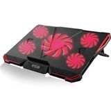 Inca - ARRAX - Notebookstandaard - Zwart - Rood - 5x Ventilator