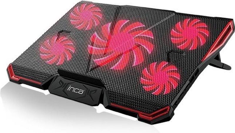Inca - ARRAX - Notebookstandaard - Zwart - Rood - 5x Ventilator