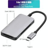 5 in 1 gegevens lezen HUB-adapter met SD / TF / CF-kaart  Dual USB3.0-poorten