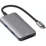 5 in 1 gegevens lezen HUB-adapter met SD / TF / CF-kaart  Dual USB3.0-poorten