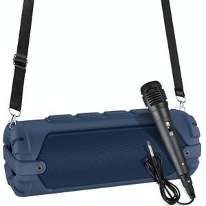 New Rixing NR-6013M Bluetooth 5.0 Portable Outdoor Karaoke Wireless Bluetooth Speaker with Microphone & Shoulder Strap(Blue)