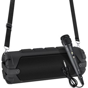 New Rixing NR-6013M Bluetooth 5.0 Portable Outdoor Karaoke Wireless Bluetooth Speaker with Microphone & Shoulder Strap(Black)