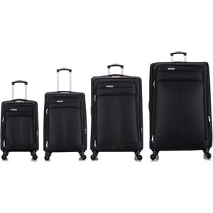 Kofferset Travelerz - 4 delig softcase - 4 wielen reisbagage - Zwart