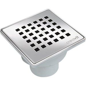 Doucheput - vloersifon van PVC Creavit met RVS rooster 150x150mm Onderuitlaat - 50 mm afvoeraansluiting