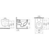 Creavit Design Ophang Wc Zonder Sproeier (Bidet), Verborgen Bevestiging Wit