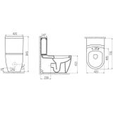 Toiletpot staand bws grande onder en muur aansluiting wit
