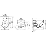 Creavit design ophang wc met rvs sproeier (bidet) Rim Off  glans wit