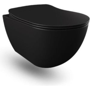 Creavit Design Ophang Wc Met Rvs Sproeier (Bidet), Mat Zwart