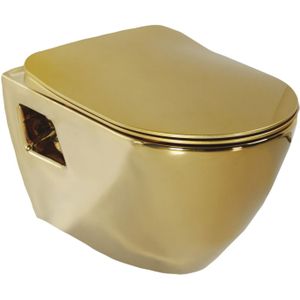 Design Ophang Wc Goud Met Rvs Sproeier Wit Van Binnen (Bidet)
