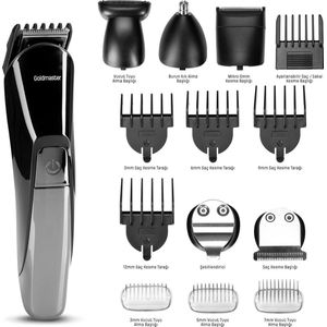 GoldMaster GM-8106 AZUR Shaver en Baardtrimmer en Tondeuse 14 in 1, Zwart