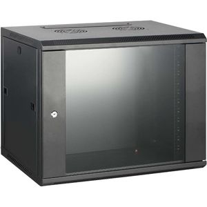9U wandkast met glazen deur 600x450x500mm (BxDxH) - Server kast