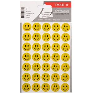 Tanex Smiling Face holografische stickers klein geel (2 x 35 stuks)