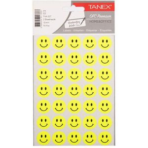 Tanex Smiling Face stickers klein neongeel (2 x 35 stuks)