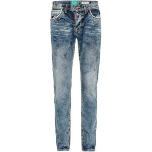 Jeans - Blauw - Stretch - Straight Fit - Riemlussen - Steekzakken