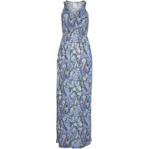 Zomerjurk - Blauw Gedessineerd - V-hals - Mouwloos - All-over Print