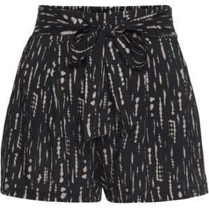 Korte Broek - Zwart/Beige - All-Over Print - Losse Pasvorm