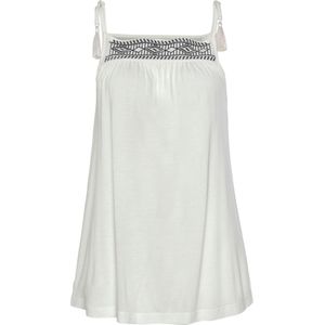 Spaghetti Top - Crème/Zwart - Borduurwerk - Verstelbare Bandjes