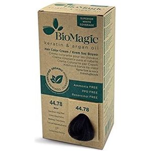 Natuurlijke Permanente Haarverf met Biologische Ingrediënten- Donkerbruin Diep Mokka 44/78 BioMagic - Vegan - zonder PPD