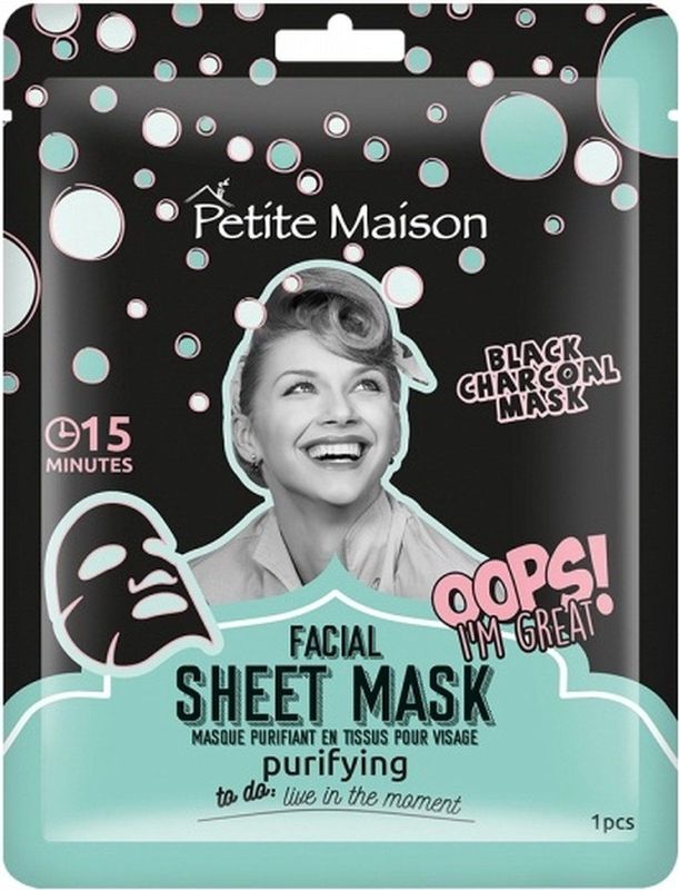 Gezichtsmaskers - Purifying Facial Sheet Mask - 3-pack - Houtskool