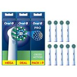 Oral-B - Opzetborstels Pro Cross Action - Wit - 9 Stuks