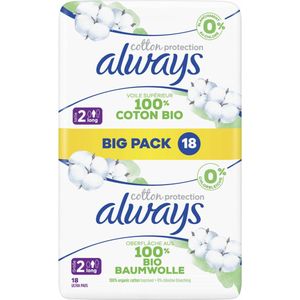 Always Cotton Protection Ultra Long (maat 2) - Maandverband Met Vleugels - Voordeelbox 54 Stuks