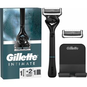 Gillette Intimate nat scheerapparaat voor de intieme zone, intieme scheerapparaat + 2 scheermesjes, met douchehanger voor eenvoudig opbergen, cadeau voor mannen