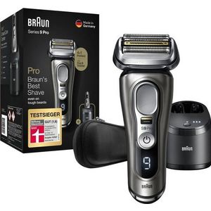 Braun Series 9 Pro Premium scheerapparaat voor heren met 4+1 scheerkop, elektrisch scheerapparaat & ProLift Trimmer, 5-in-1 reinigingsstation, 60 minuten looptijd, Wet&Dry, 9485cc, noble metaal