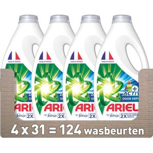 4x Ariel Vloeibaar Wasmiddel +Actieve Odor Defense 31 Wasbeurten 1395 ml