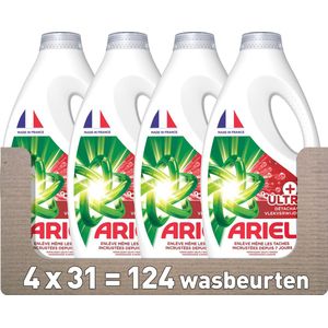 Ariel Vloeibaar Wasmiddel +Ultra Vlekverwijderaar - 4 x 31 Wasbeurten - Voordeelverpakking