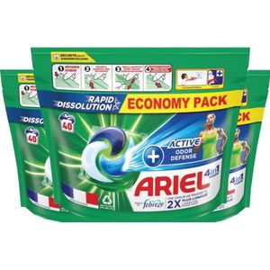 Ariel Wasmiddel Pods + Actieve Geurbestrijding - 3 x 40 Wasbeurten - Voordeelverpakking