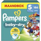 Pampers Baby-Dry - Paw Patrol-editie - Maat 5 (11kg-16kg) - 186 Luiers - Maandbox
