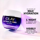 Olay Retinol 24 MAX Nachtcrème - Parfumvrij - Verzacht - Vernieuwt En Hydrateert - 50 ml