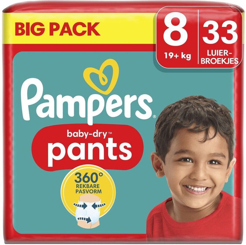 Pampers® Windeln baby-dry™ BIG PACK  Größe Gr.8 (19+ kg) für Kids und Teens (4-12 Jahre), 33 St.