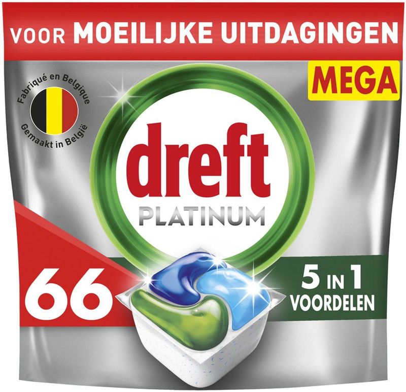 Dreft Vaatwastabletten Platinum All In One Original 66 stuks